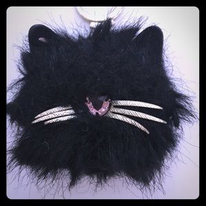 Kate spade cat pouf keychain